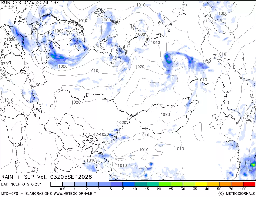 mappa Precipitazioni e pressione SLM