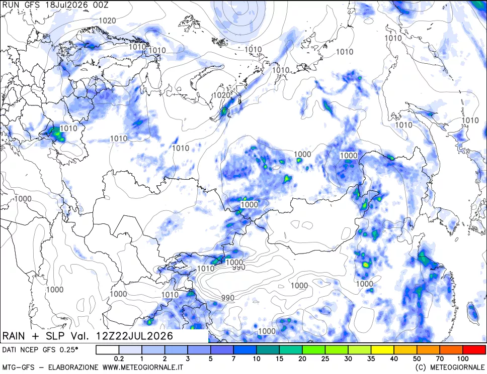 mappa Precipitazioni e pressione SLM