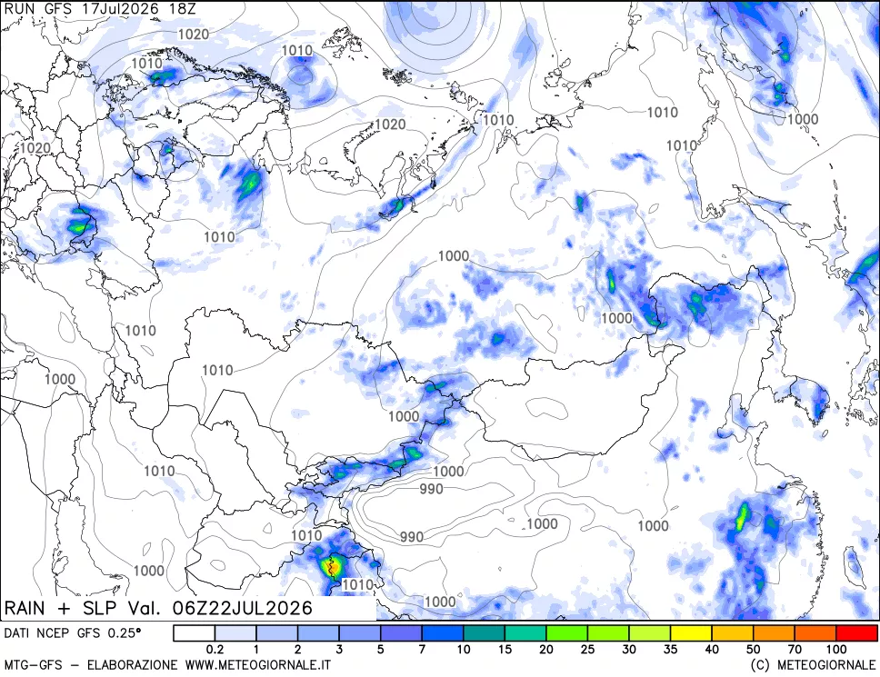 mappa Precipitazioni e pressione SLM