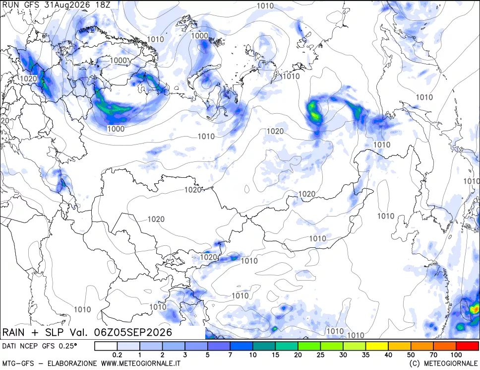 mappa Precipitazioni e pressione SLM