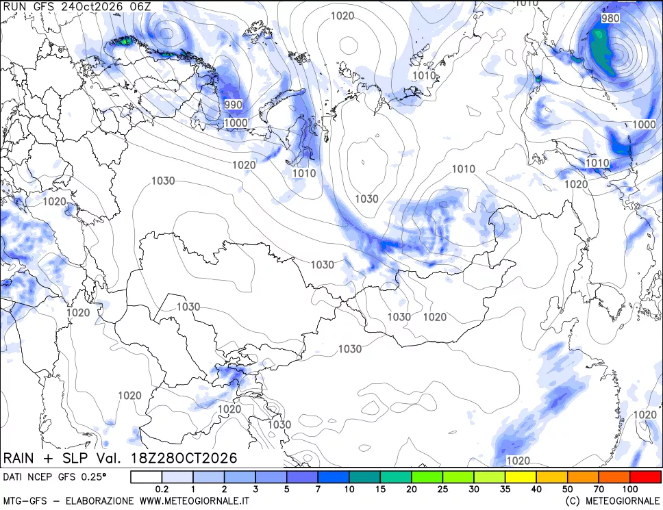 mappa Precipitazioni e pressione SLM