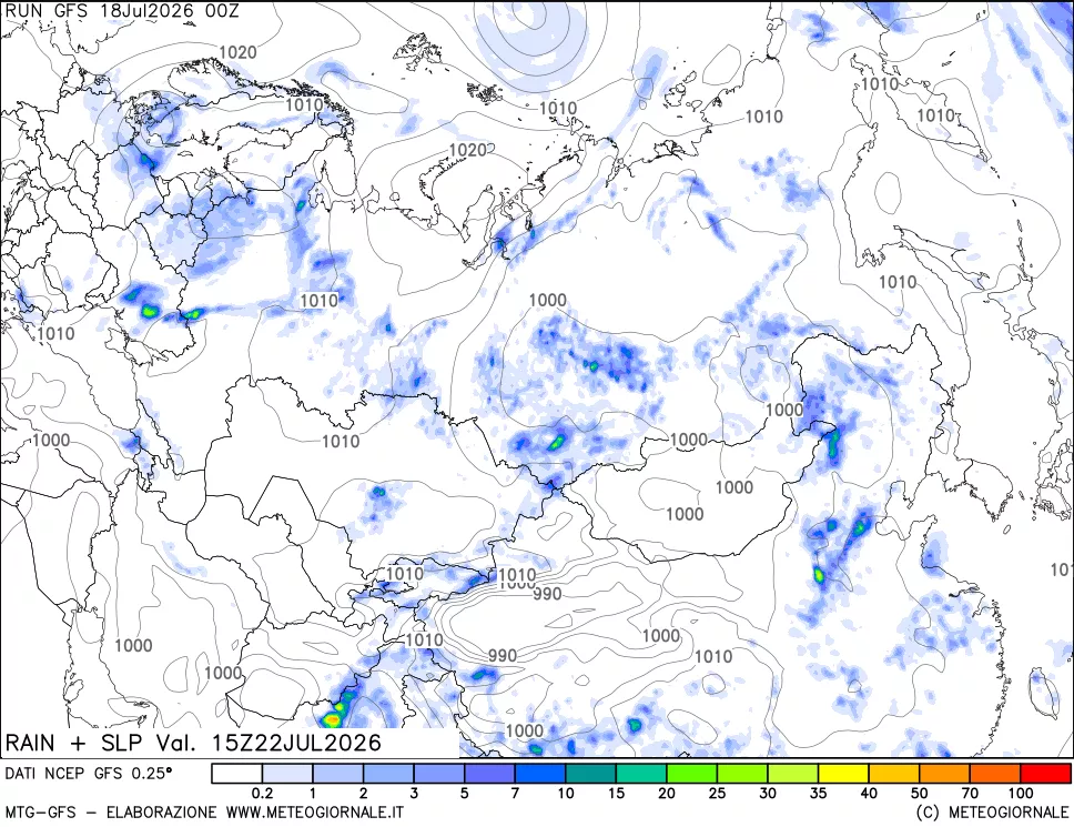 mappa Precipitazioni e pressione SLM