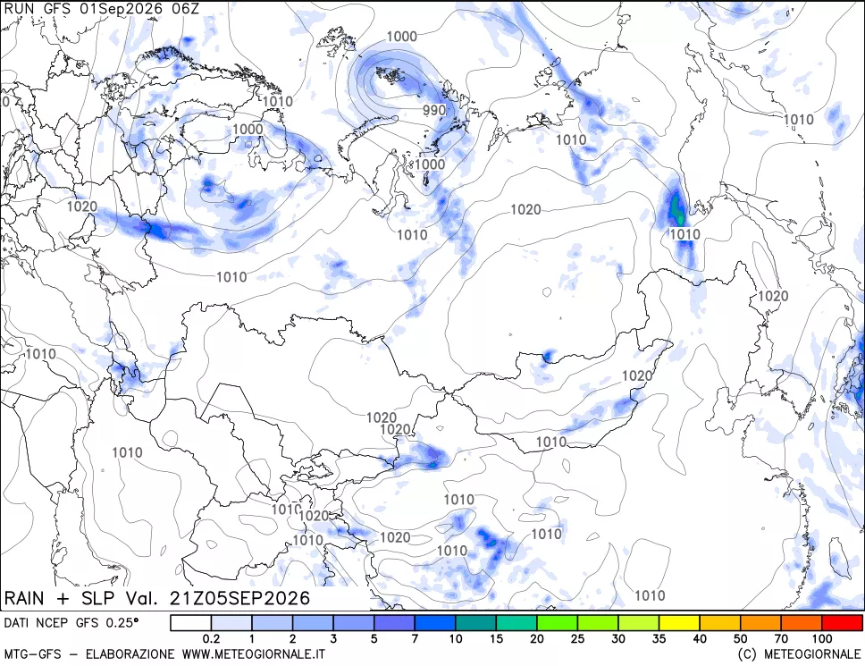 mappa Precipitazioni e pressione SLM