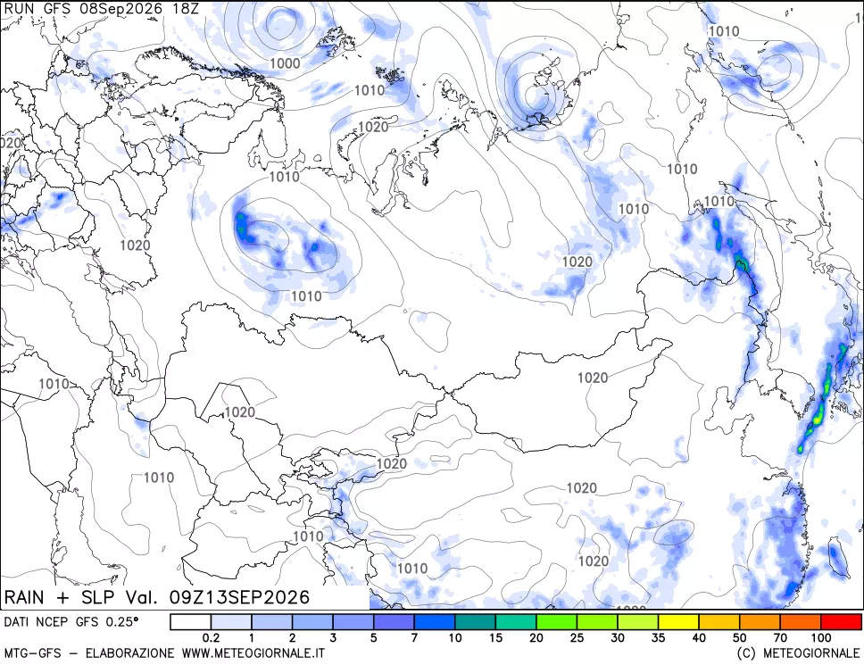 mappa Precipitazioni e pressione SLM