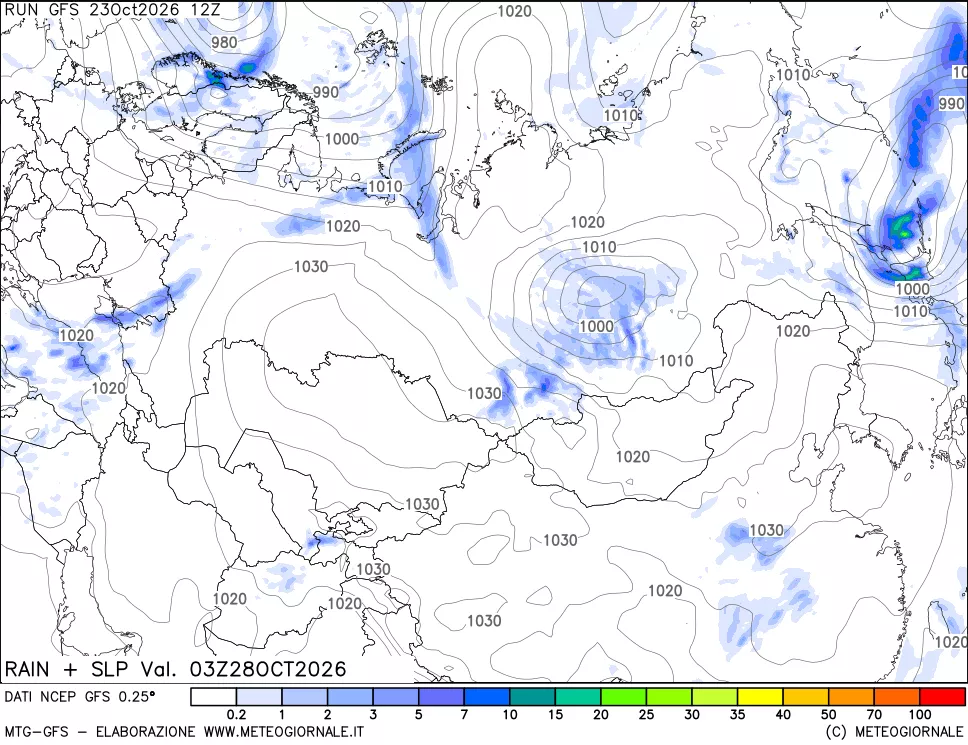 mappa Precipitazioni e pressione SLM