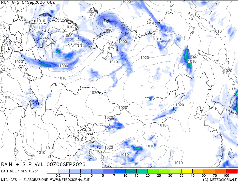 mappa Precipitazioni e pressione SLM