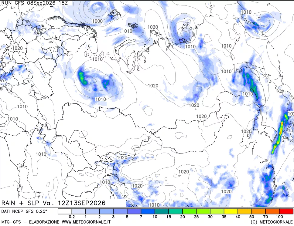 mappa Precipitazioni e pressione SLM