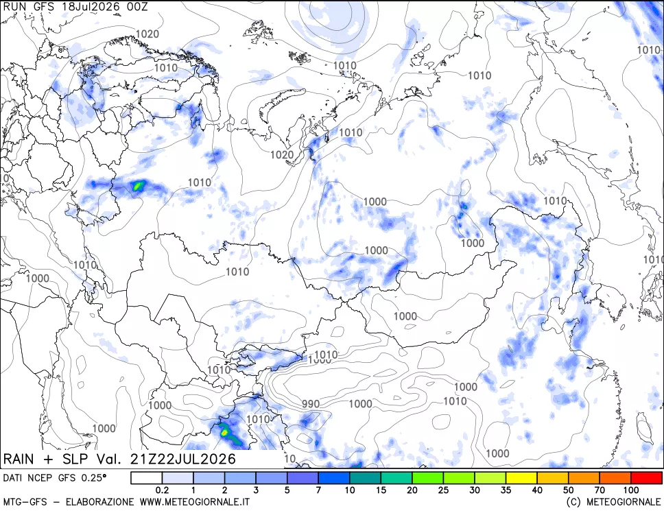 mappa Precipitazioni e pressione SLM
