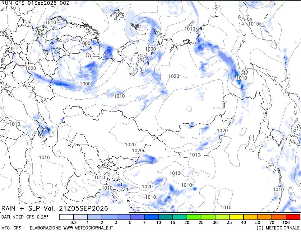 mappa Precipitazioni e pressione SLM
