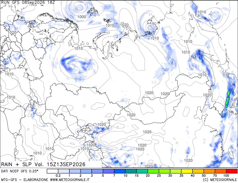 mappa Precipitazioni e pressione SLM