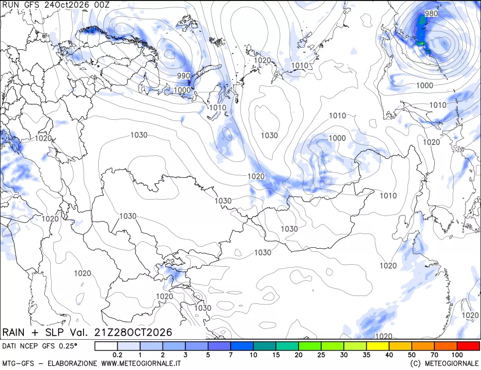 mappa Precipitazioni e pressione SLM