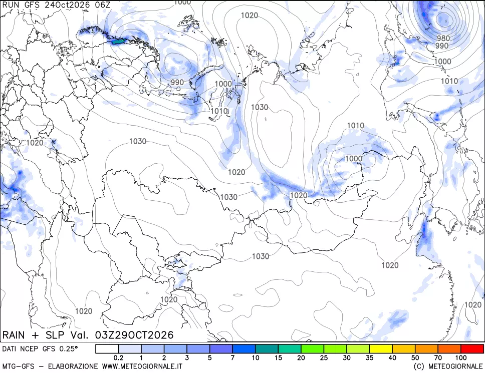 mappa Precipitazioni e pressione SLM