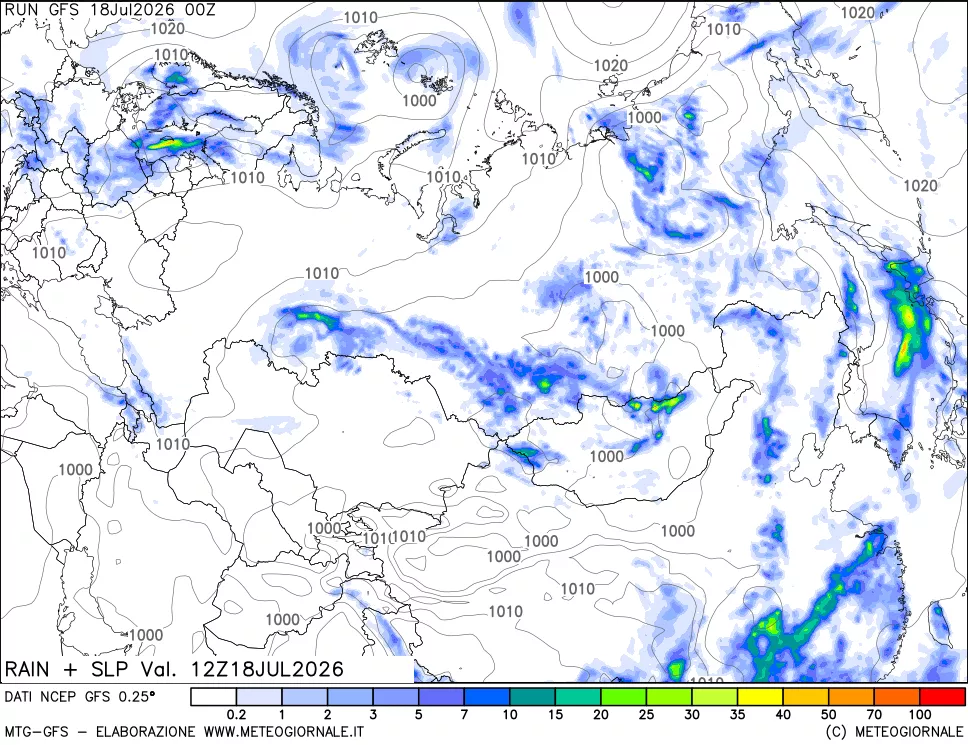 mappa Precipitazioni e pressione SLM