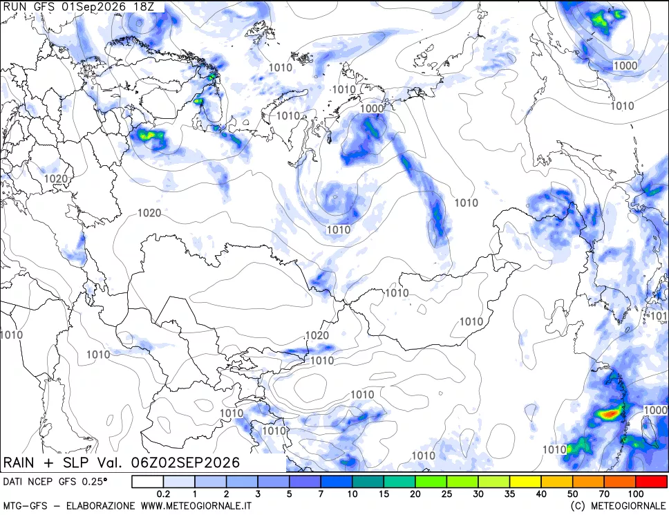 mappa Precipitazioni e pressione SLM