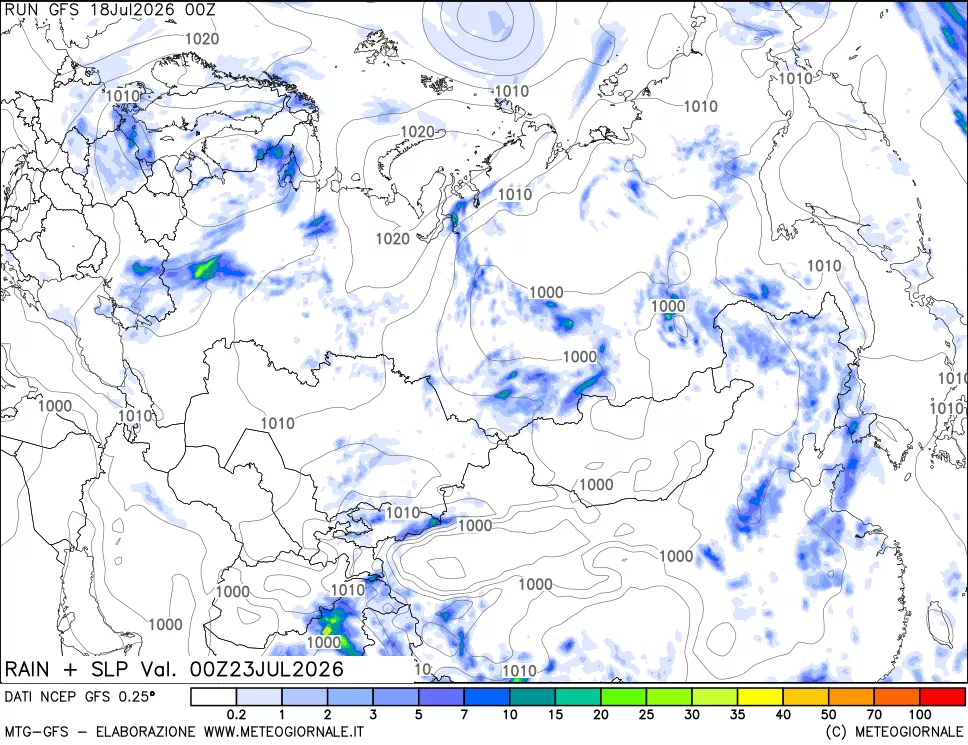 mappa Precipitazioni e pressione SLM