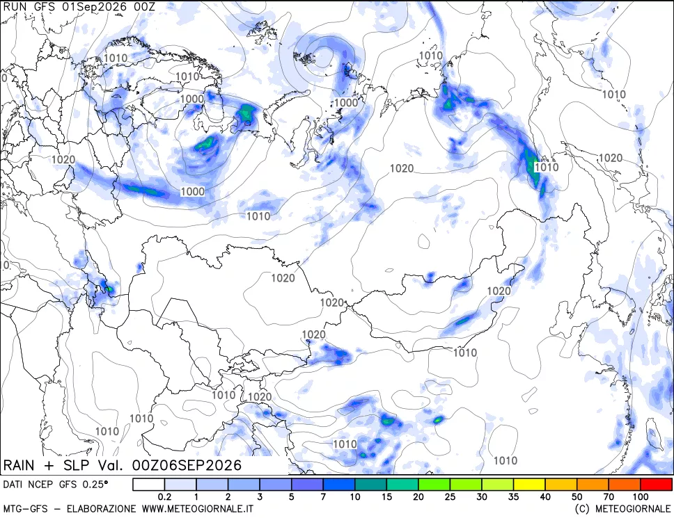 mappa Precipitazioni e pressione SLM