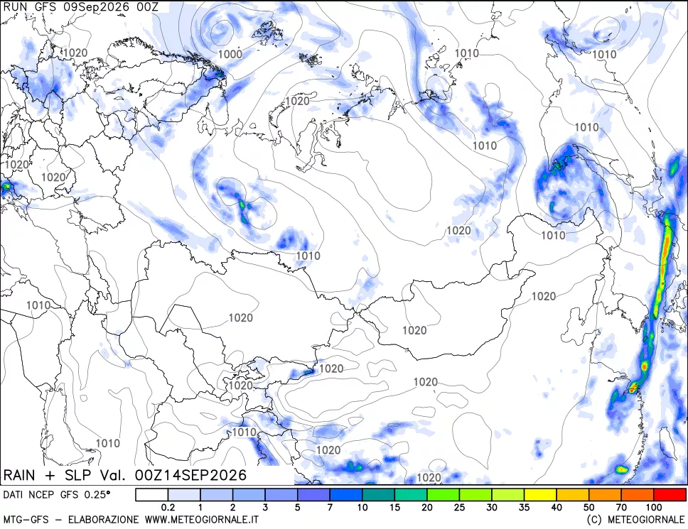 mappa Precipitazioni e pressione SLM
