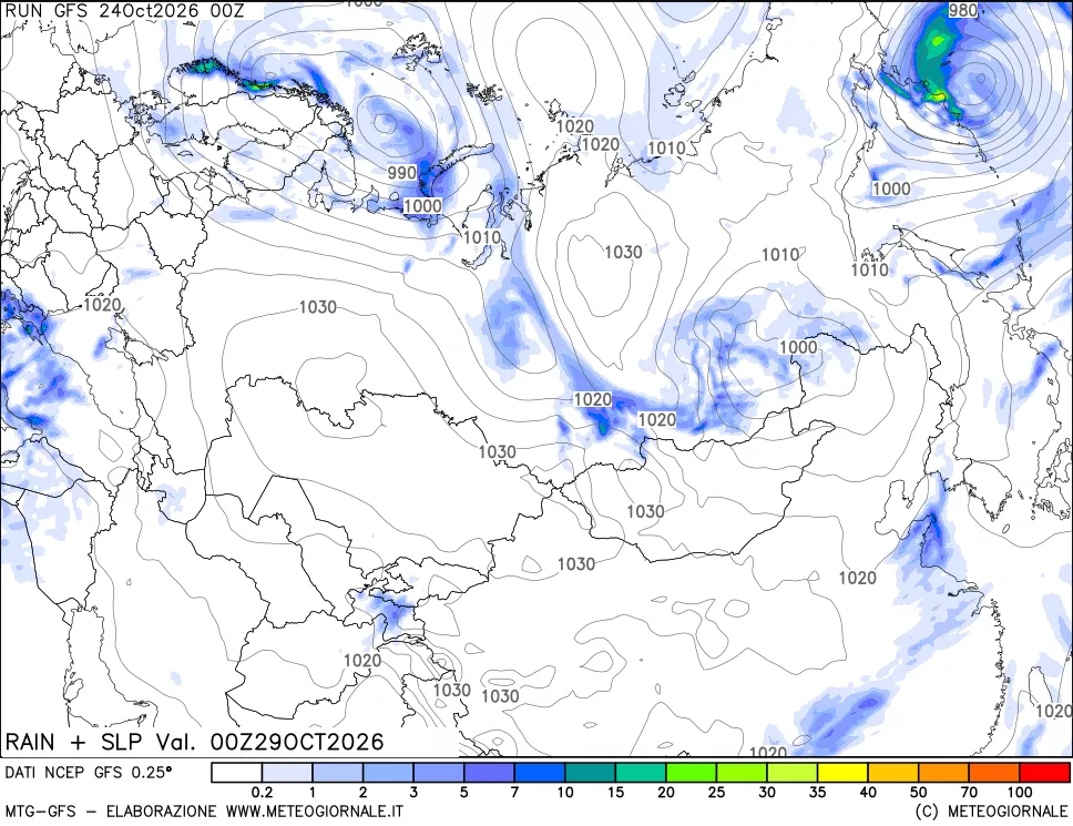 mappa Precipitazioni e pressione SLM