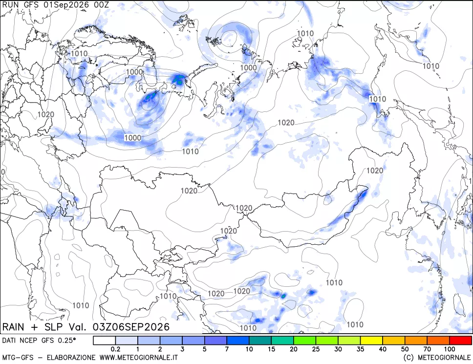 mappa Precipitazioni e pressione SLM