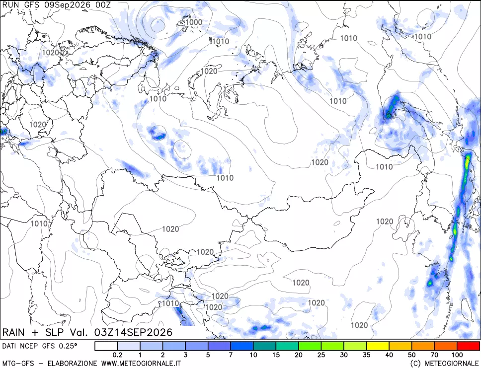 mappa Precipitazioni e pressione SLM