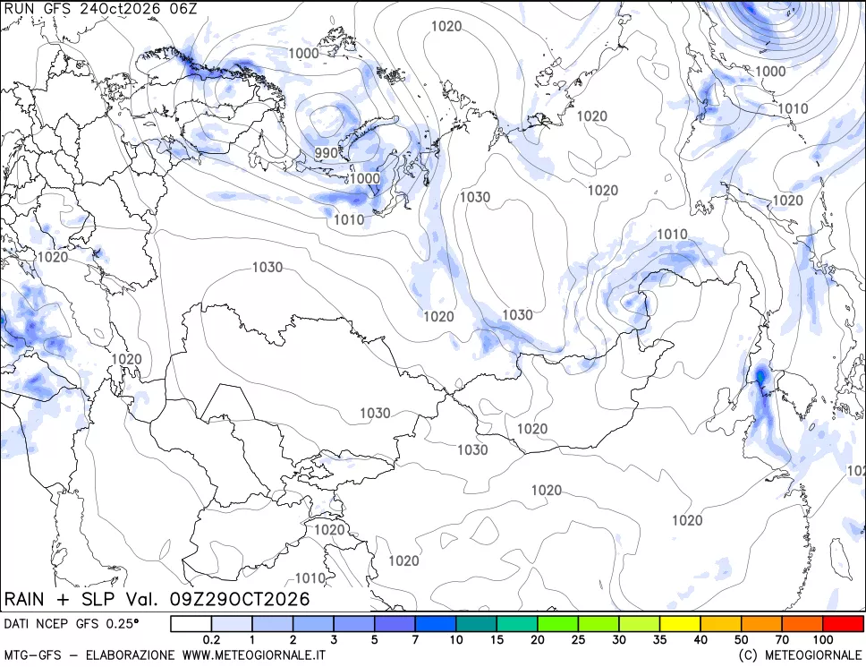 mappa Precipitazioni e pressione SLM