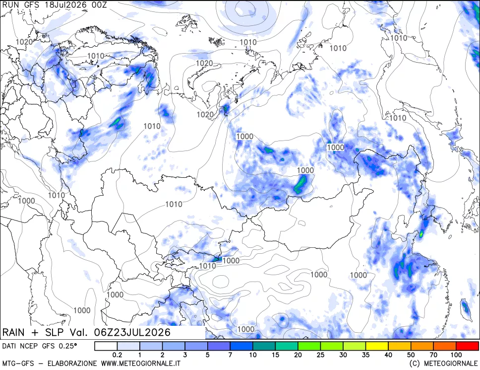 mappa Precipitazioni e pressione SLM