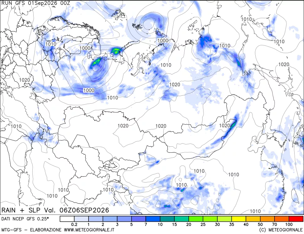 mappa Precipitazioni e pressione SLM