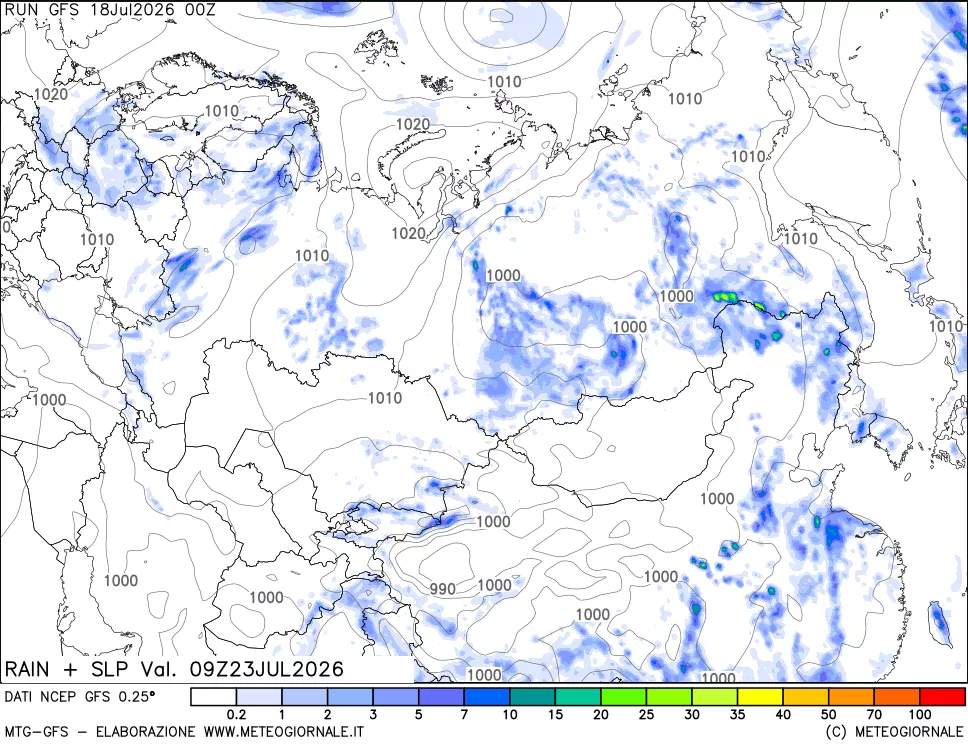 mappa Precipitazioni e pressione SLM