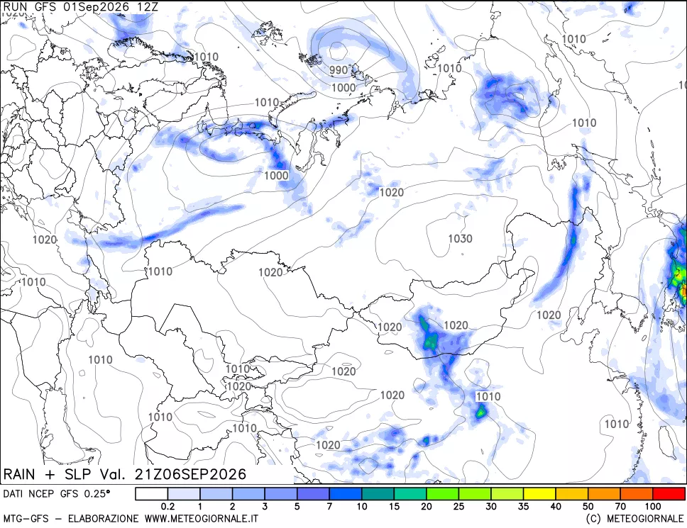 mappa Precipitazioni e pressione SLM
