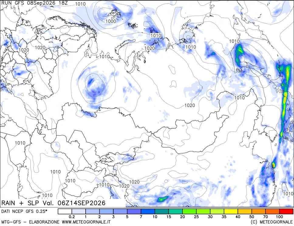 mappa Precipitazioni e pressione SLM