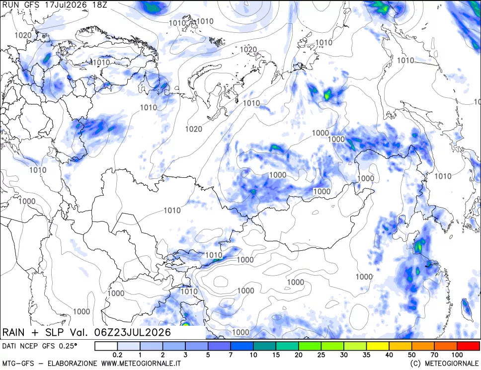 mappa Precipitazioni e pressione SLM