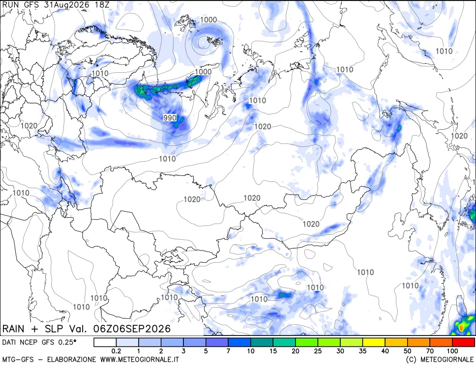 mappa Precipitazioni e pressione SLM