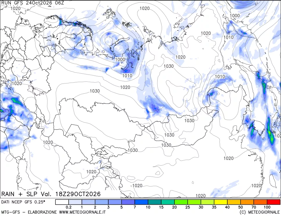 mappa Precipitazioni e pressione SLM