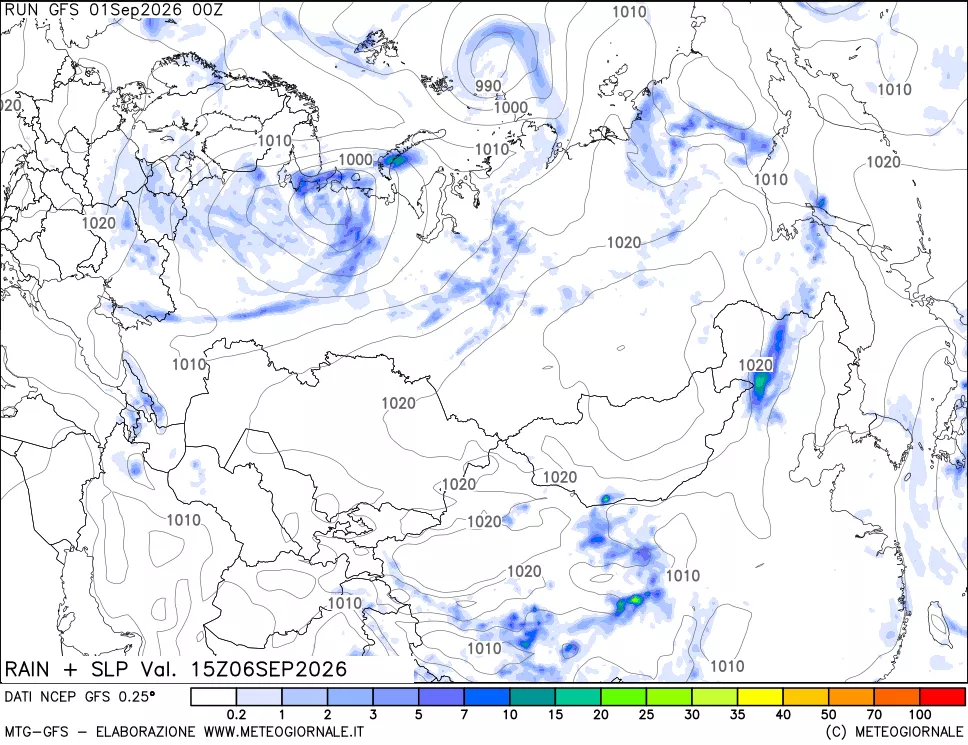 mappa Precipitazioni e pressione SLM