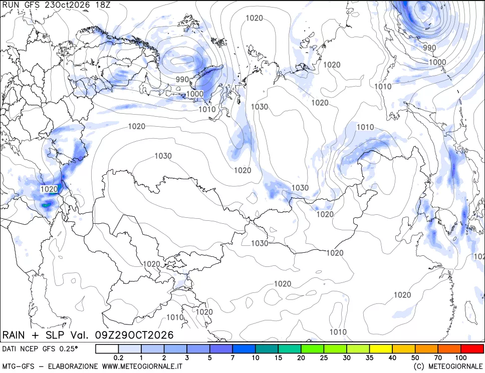 mappa Precipitazioni e pressione SLM
