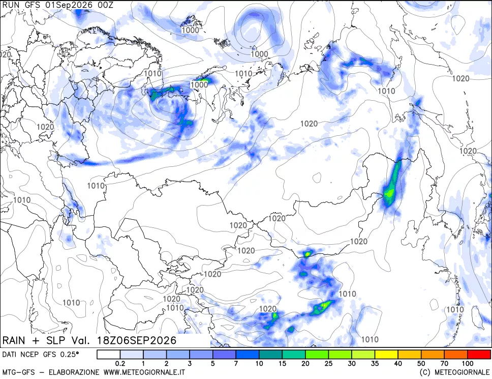 mappa Precipitazioni e pressione SLM
