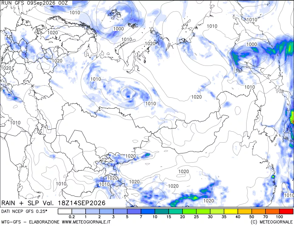 mappa Precipitazioni e pressione SLM