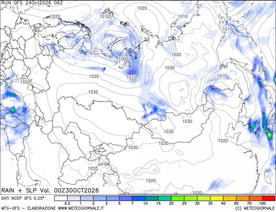 mappa Precipitazioni e pressione SLM