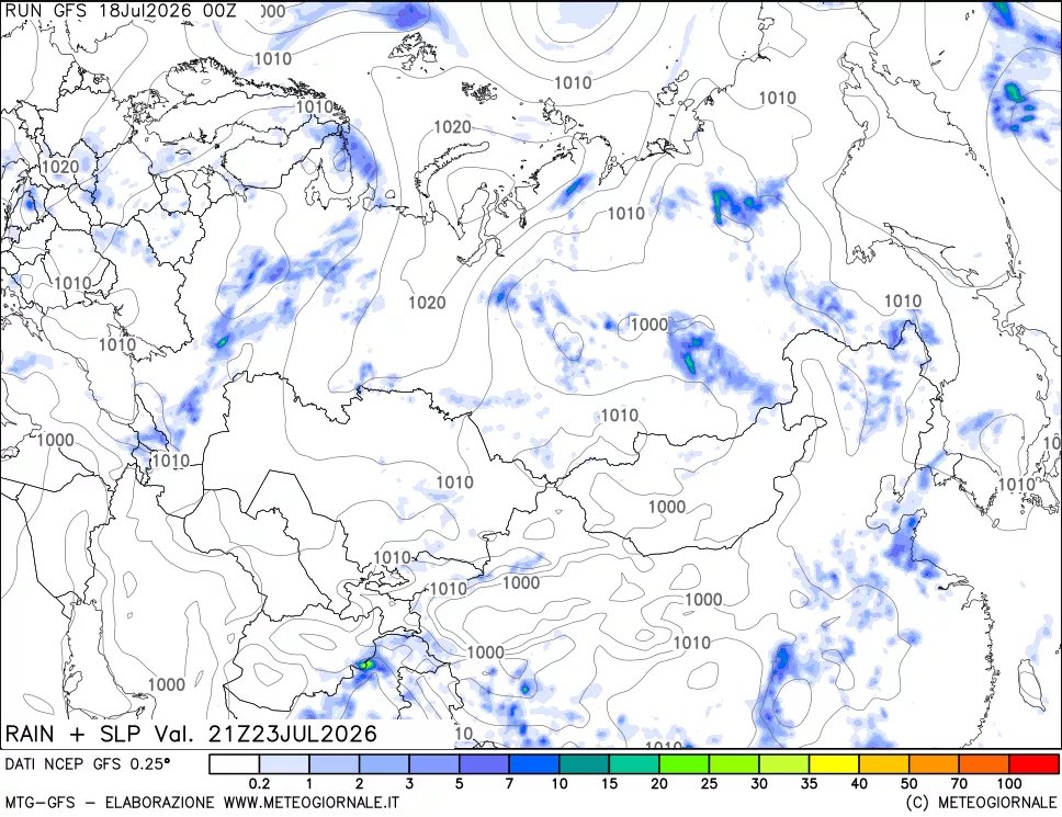mappa Precipitazioni e pressione SLM