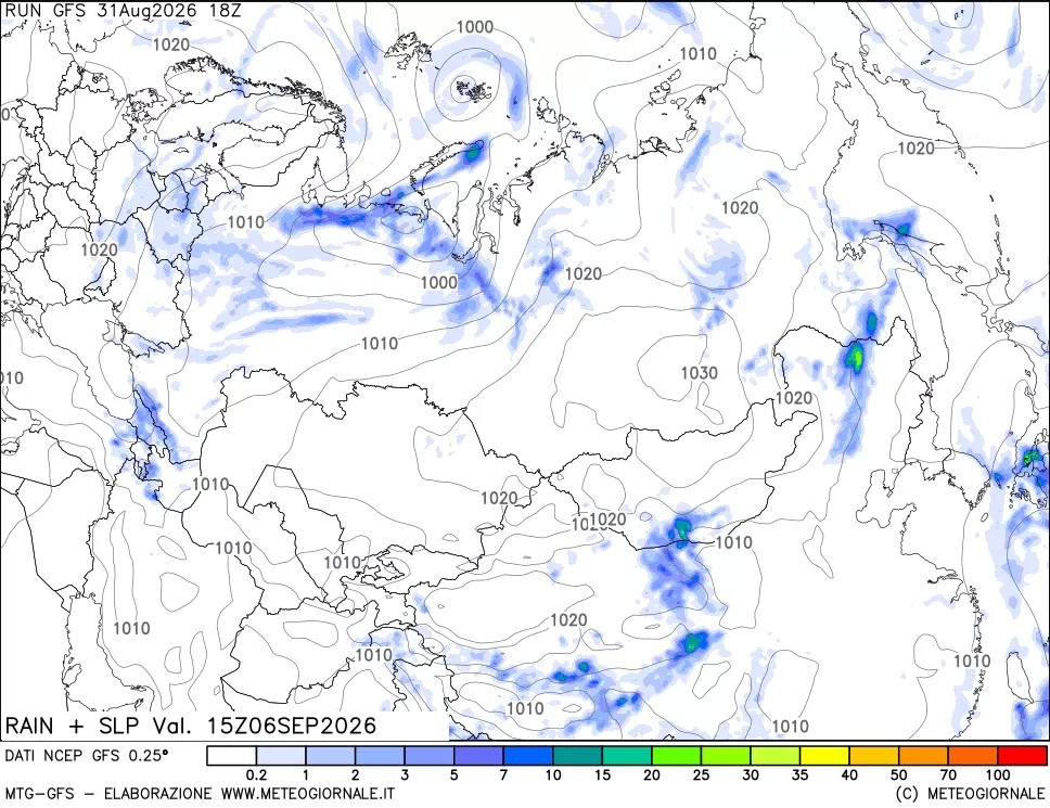 mappa Precipitazioni e pressione SLM