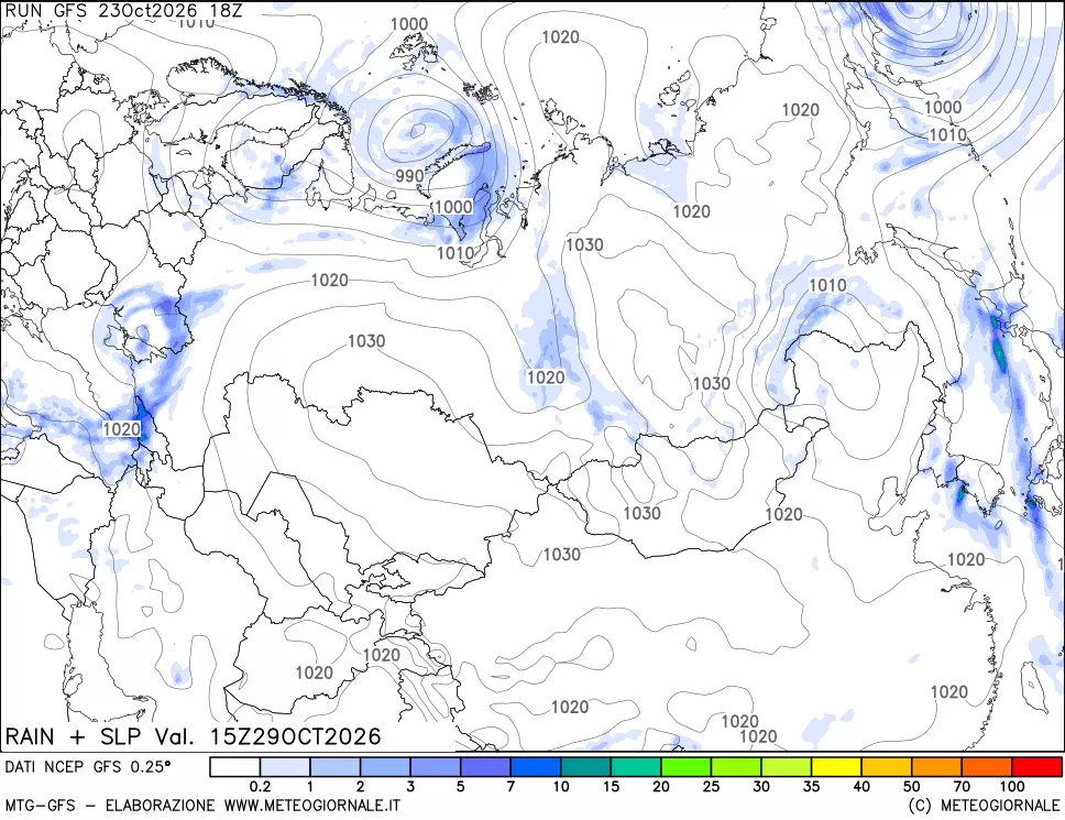mappa Precipitazioni e pressione SLM