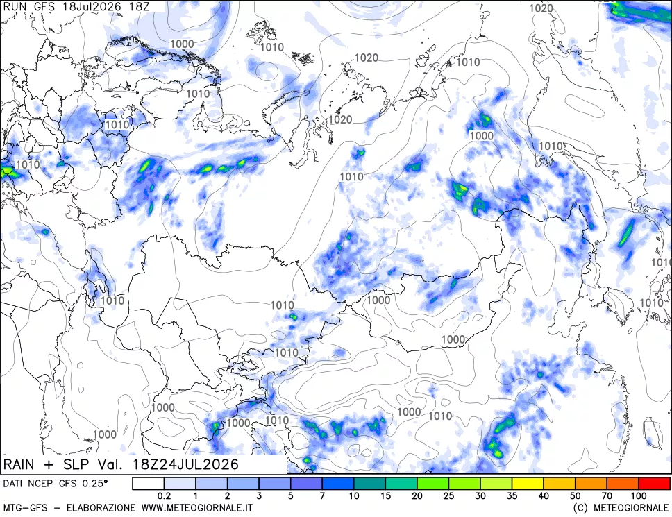 mappa Precipitazioni e pressione SLM