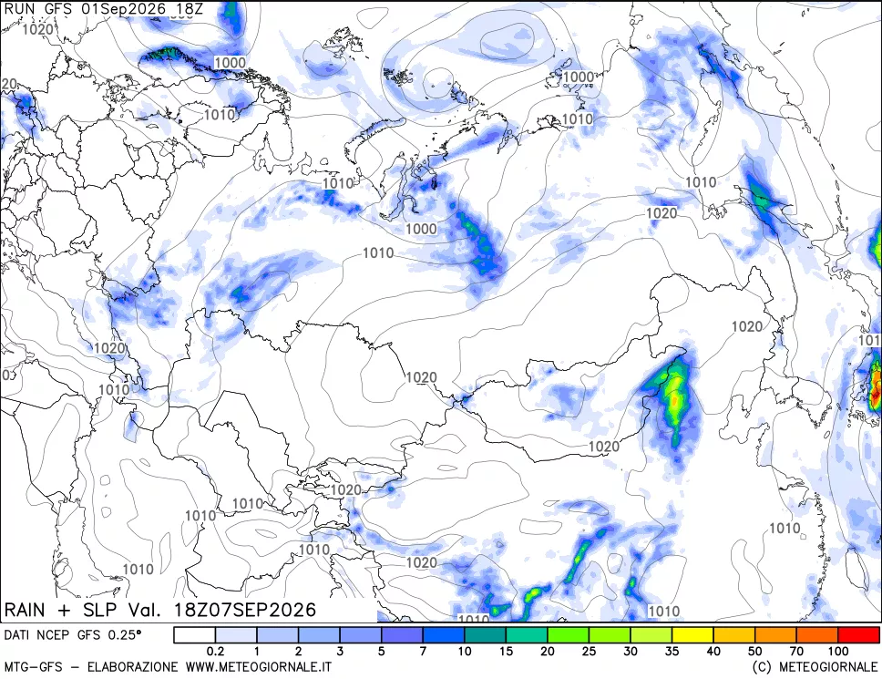 mappa Precipitazioni e pressione SLM