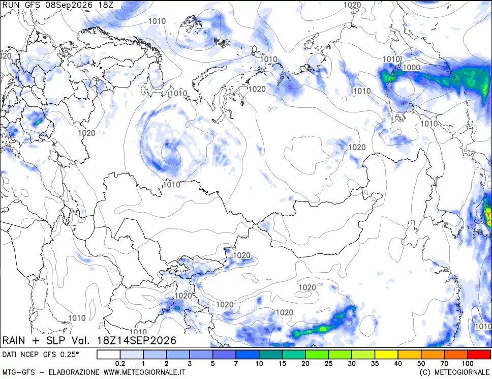 mappa Precipitazioni e pressione SLM