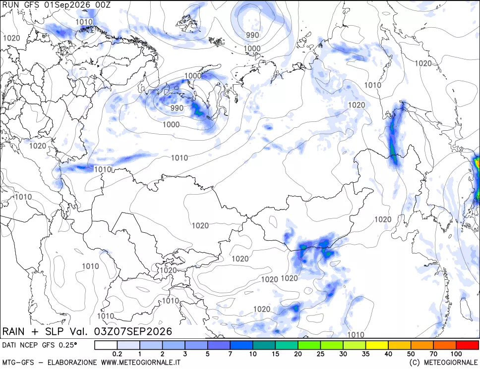 mappa Precipitazioni e pressione SLM
