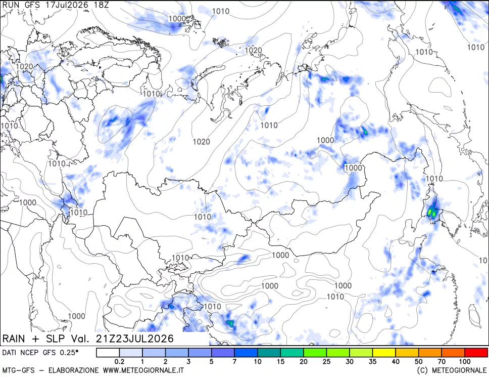 mappa Precipitazioni e pressione SLM