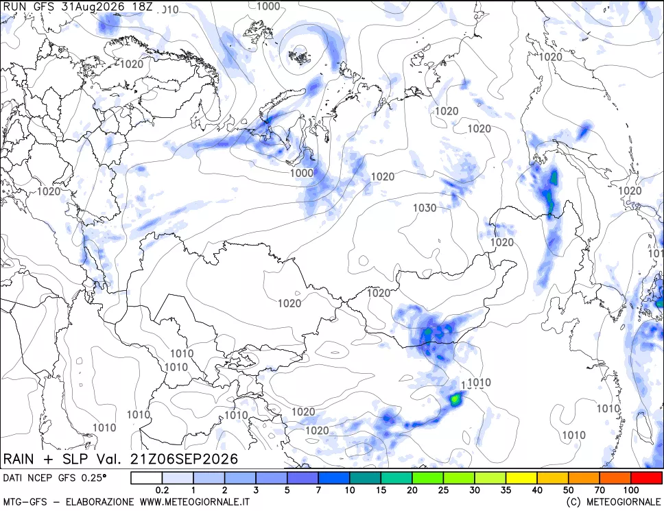 mappa Precipitazioni e pressione SLM