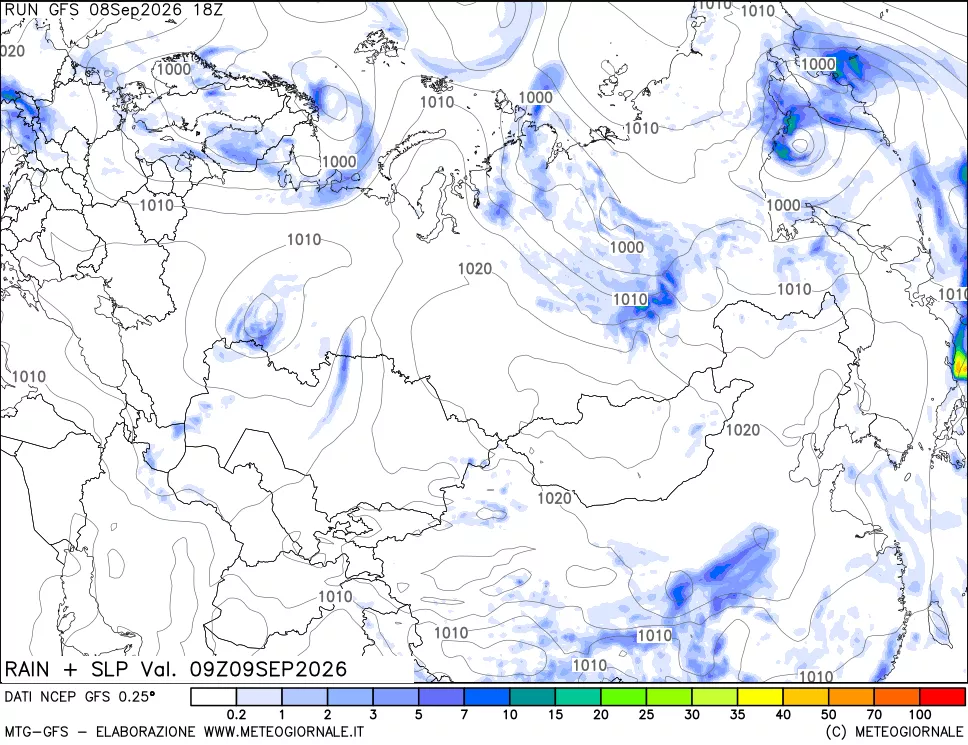 mappa Precipitazioni e pressione SLM