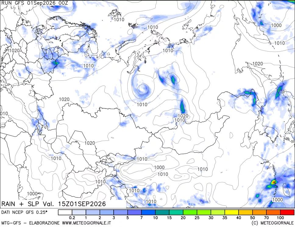 mappa Precipitazioni e pressione SLM