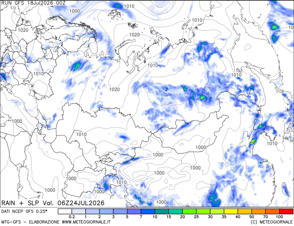 mappa Precipitazioni e pressione SLM